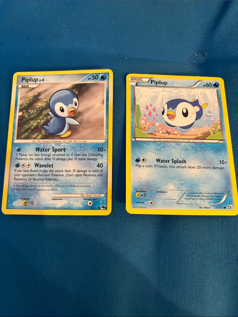 Pokémon Cards Piplup HP 50 60 2009 2013 Water Type Pokemon NWOTS